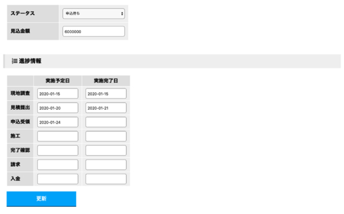 簡単に登録できる進捗状況